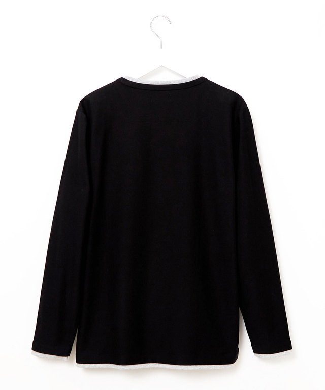 レイヤード風 ヘンリーネック カットソー