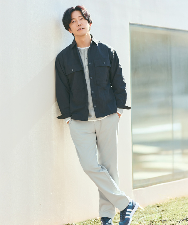 レイヤード風 ヘンリーネック カットソー