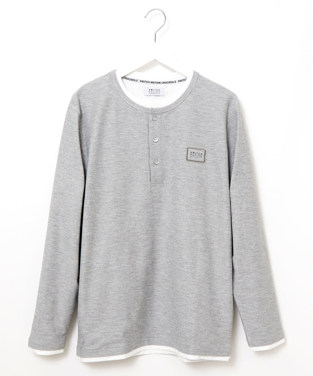 メンズ レイヤード風 ヘンリーネック カットソー通販 [1502-61277