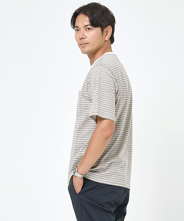 ピンボーダー 天竺 Tシャツ【ウガンダ オーガニック コットン】