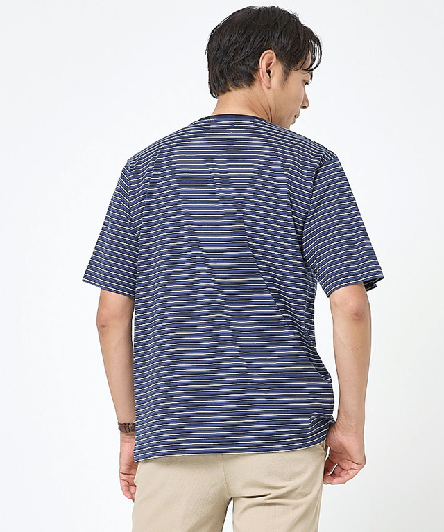 ピンボーダー 天竺 Tシャツ【ウガンダ オーガニック コットン】