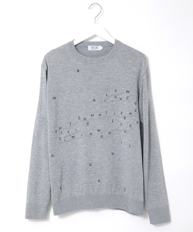 インターシャ編み クルーネック ニット【手洗いOK】