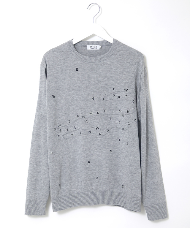 インターシャ編み クルーネック ニット【手洗いOK】