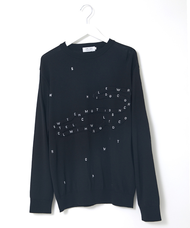 インターシャ編み クルーネック ニット【手洗いOK】