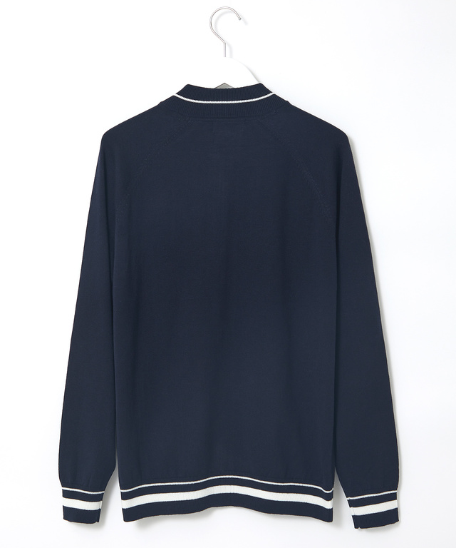 リブ切り替え ニット ブルゾン【手洗いOK】