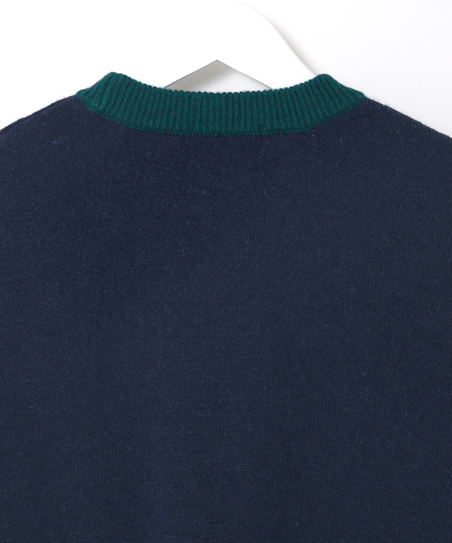 ウール 配色デザイン セーター【手洗いOK】