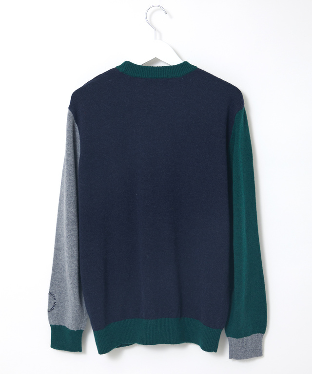 ウール 配色デザイン セーター【手洗いOK】