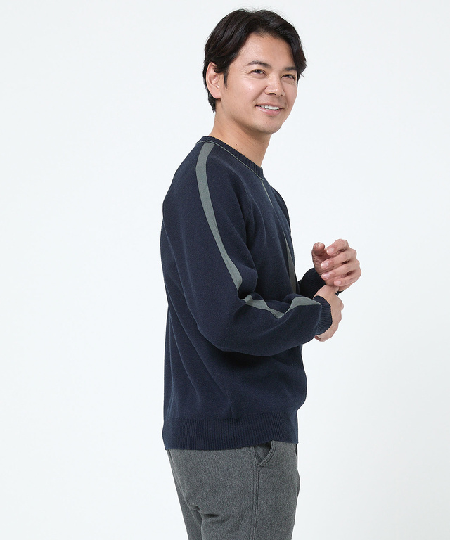 ウールブレンド ジャカード  ニット 【手洗いOK】