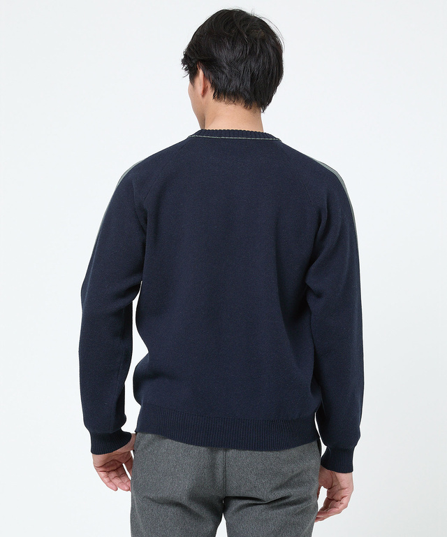 ウールブレンド ジャカード  ニット 【手洗いOK】