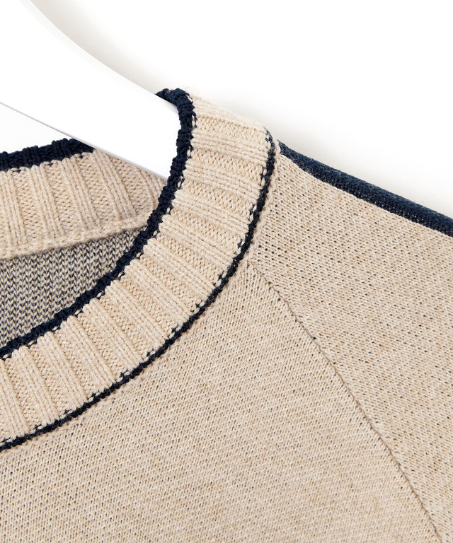 ウールブレンド ジャカード  ニット 【手洗いOK】