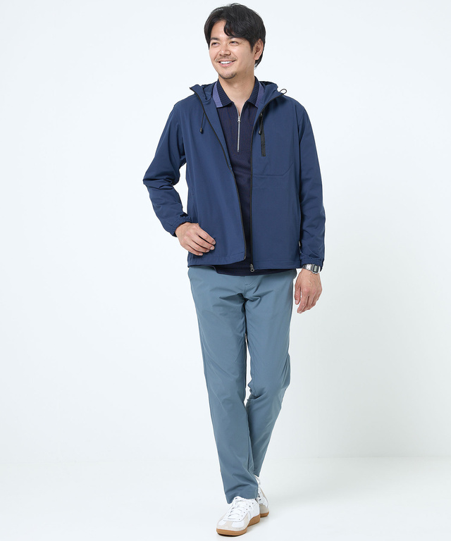 フード付き ストレッチ ジップパーカー【手洗いOK】