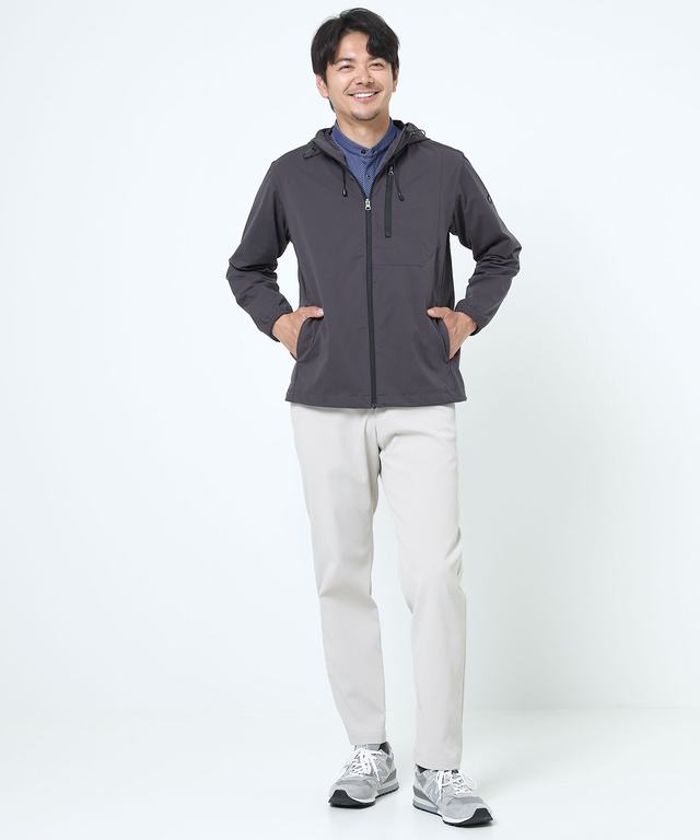 フード付き ストレッチ ジップパーカー【手洗いOK】