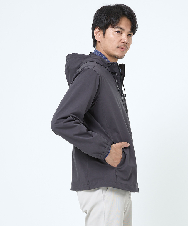フード付き ストレッチ ジップパーカー【手洗いOK】