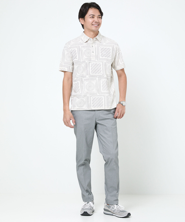 バーズアイ ストレッチ テーパードパンツ