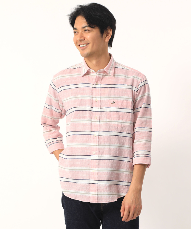 ボーダー七分袖シャツ【ソアロン】
