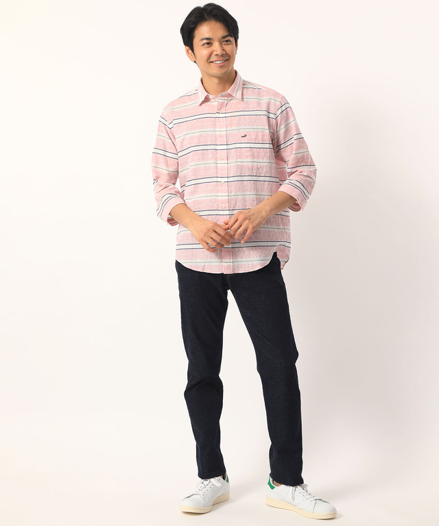 ボーダー七分袖シャツ【ソアロン】