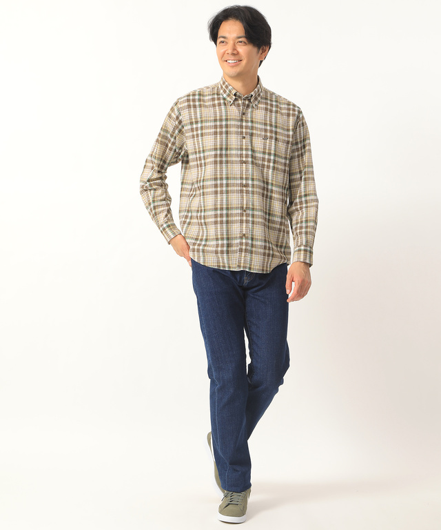 リネンブレンドチェックシャツ【シワになりにくい】