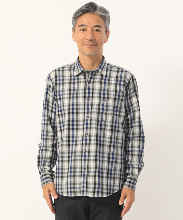 微起毛 ピケチェックシャツ