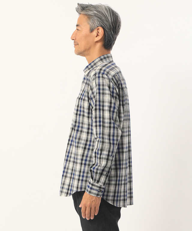微起毛 ピケチェックシャツ