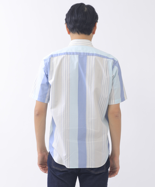 スノーコットン パネルストライプ シャツ【接触冷感】