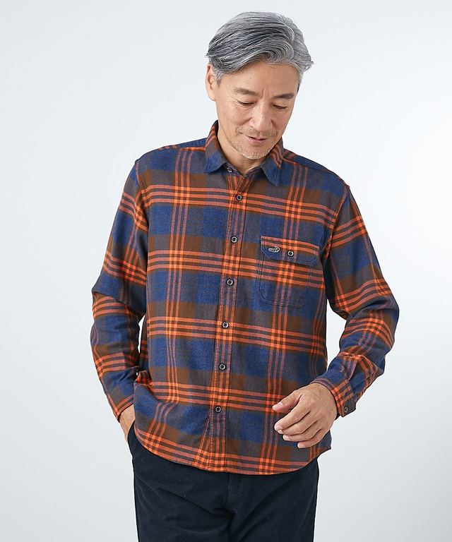 1639 メンズファッション 長袖レギュラーカラーシャツ「金彩墨絵馬