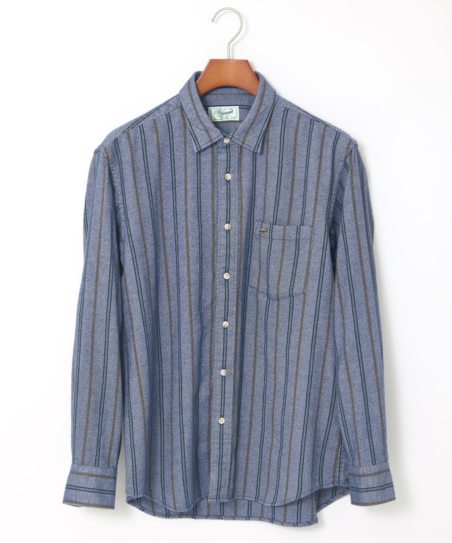 起毛 ストライプ柄 シャツ