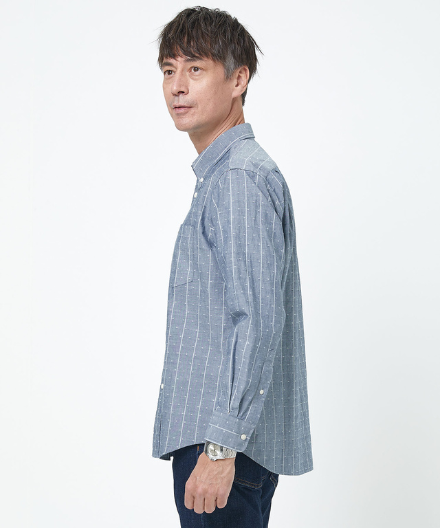 ドビー ダンガリー ストライプ柄 シャツ