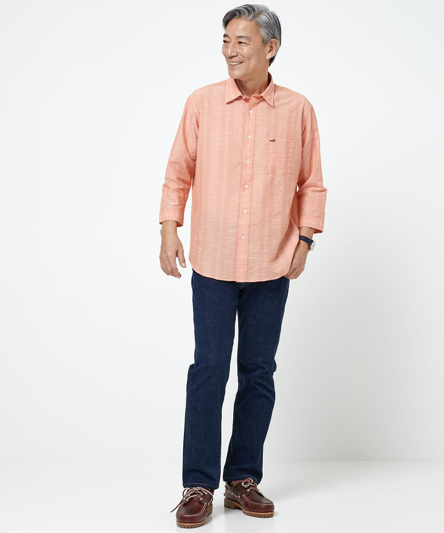 ソアロン 無地 七分袖 シャツ【接触冷感】【JAPAN FABRIC】