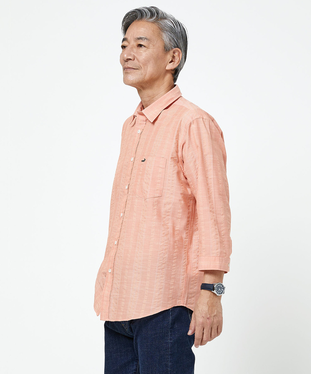 ソアロン 無地 七分袖 シャツ【接触冷感】【JAPAN FABRIC】
