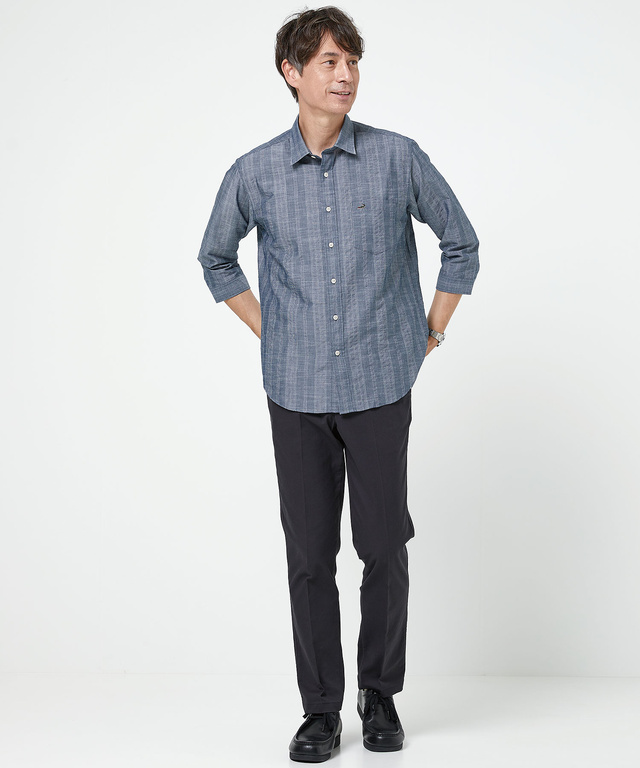 ソアロン 無地 七分袖 シャツ【接触冷感】【JAPAN FABRIC】