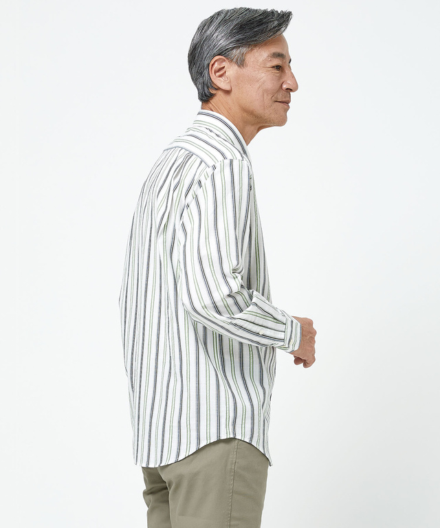 ソアロン ストライプ柄 シャツ【日本製生地】【接触冷感】
