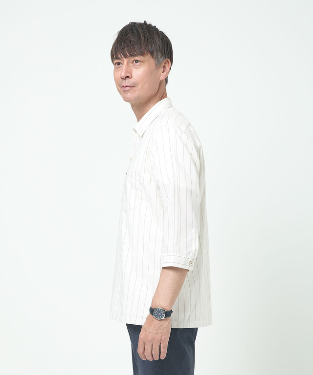 カプリ スキッパー襟 七分袖 シャツ【吸汗速乾】【シワになりにくい】