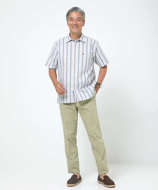ラッセル ストライプ柄 シャツ【シワになりにくい】【吸汗速乾】