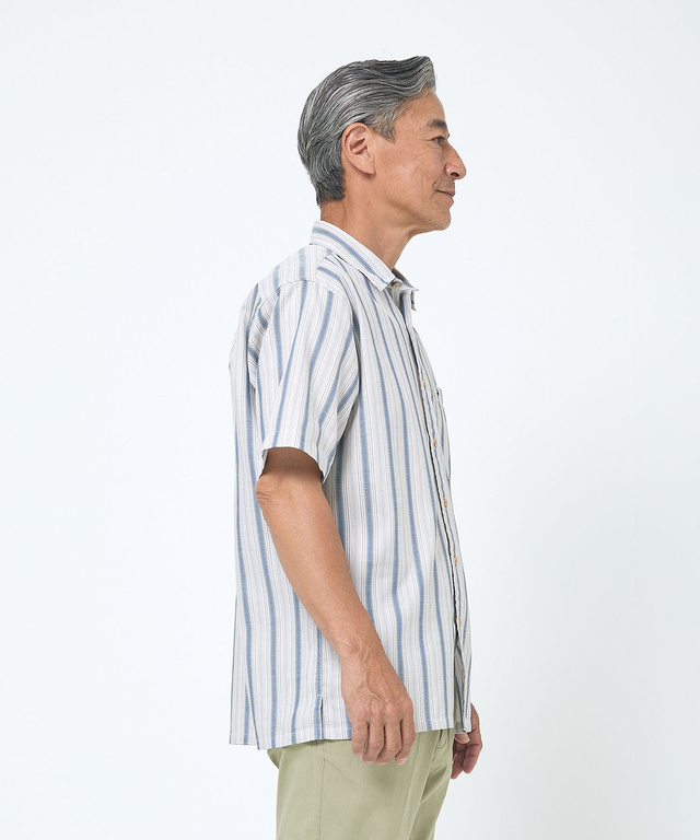 ラッセル ストライプ柄 シャツ【シワになりにくい】【吸汗速乾】