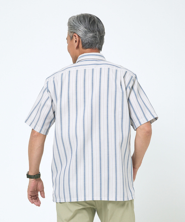 ラッセル ストライプ柄 シャツ【シワになりにくい】【吸汗速乾】
