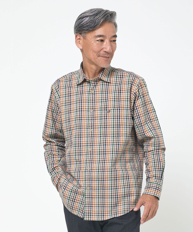 ピケ起毛 チェック柄 シャツ