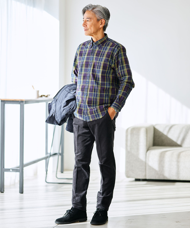 インディゴ糸 チェック柄 シャツ