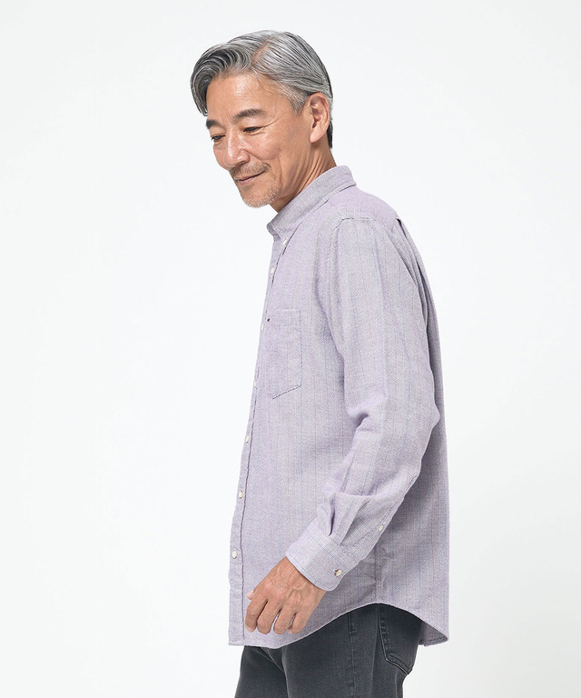 シルクブレンド ラインデザイン シャツ