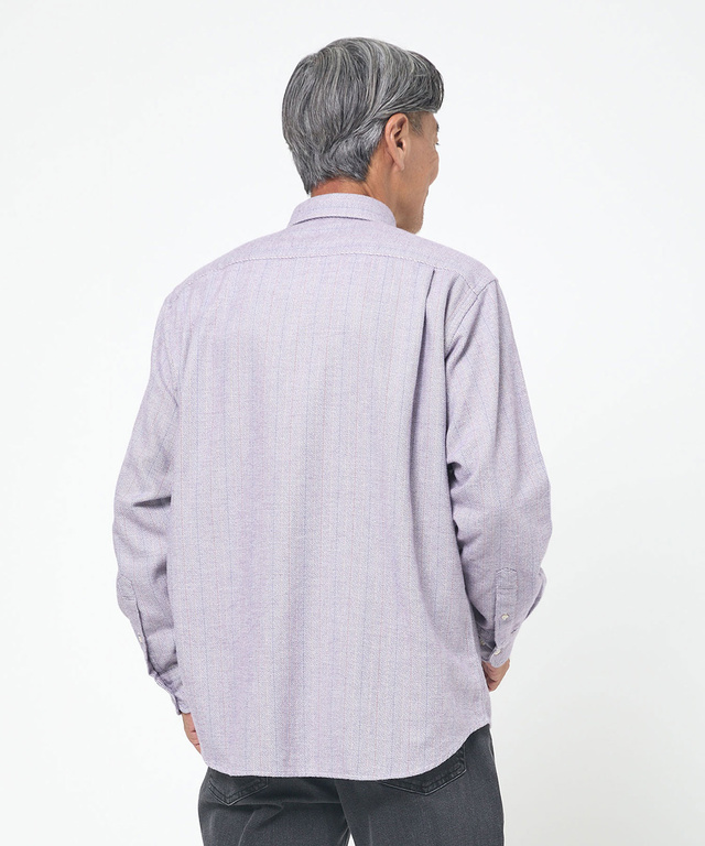 シルクブレンド ラインデザイン シャツ