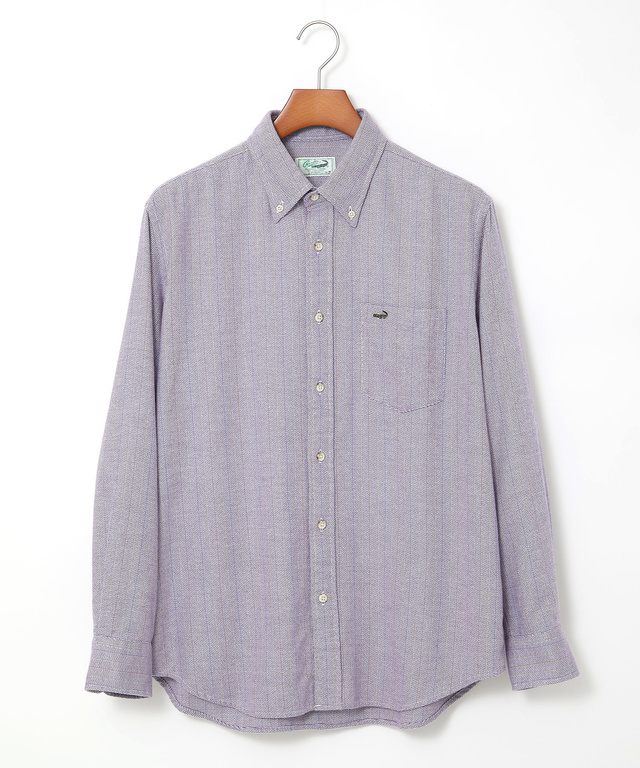 シルクブレンド ラインデザイン シャツ