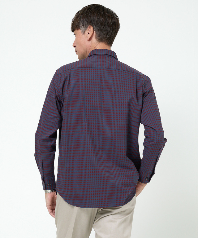 ギンガムチェック柄 レギュラーカラー シャツ