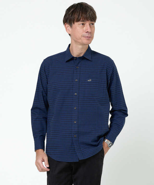 ギンガムチェック柄 レギュラーカラー シャツ