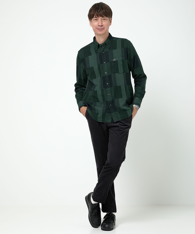 チェック柄 昼夜織り ボタンダウンシャツ