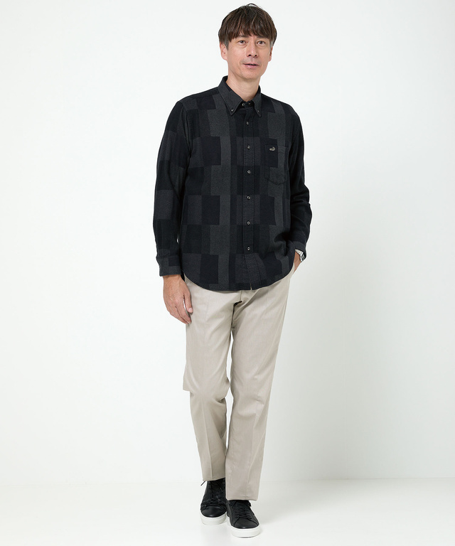 チェック柄 昼夜織り ボタンダウンシャツ