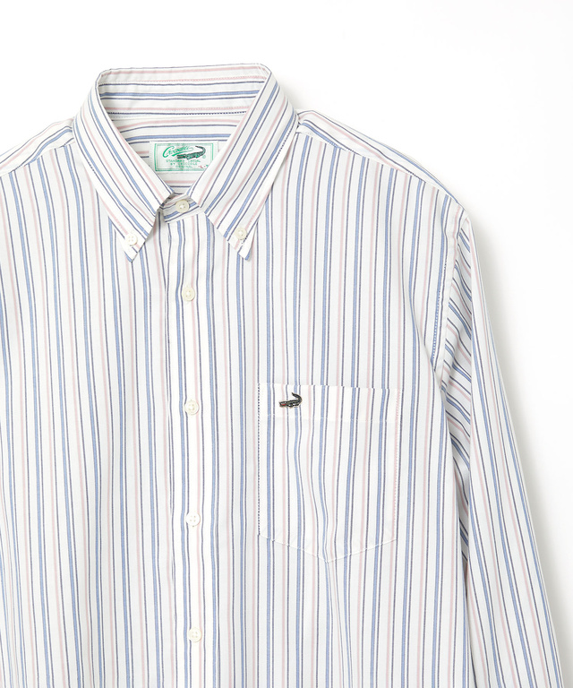 ノンアイロン バスケット織り ストライプ シャツ【シワになりにくい】