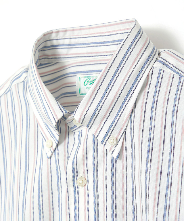 ノンアイロン バスケット織り ストライプ シャツ【シワになりにくい】