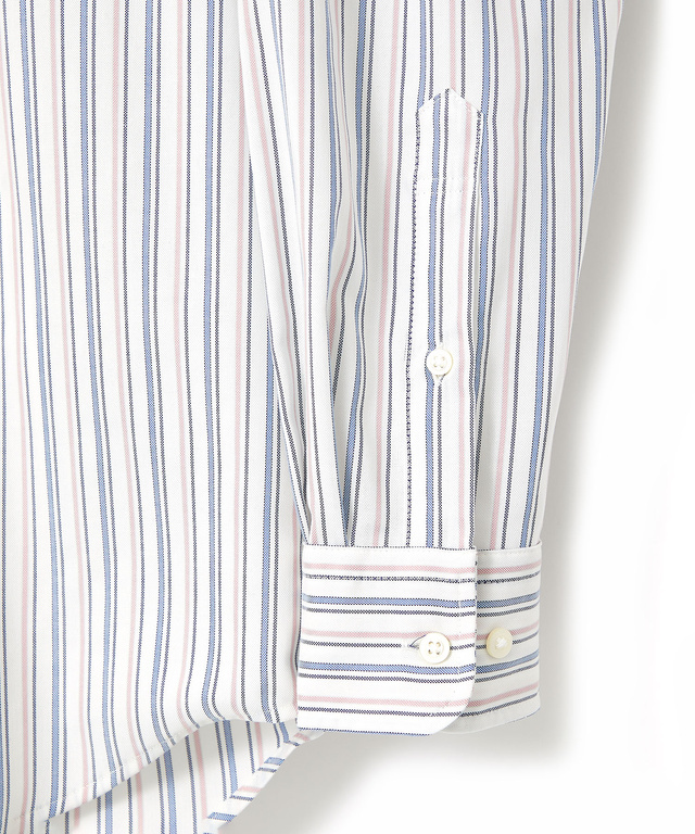 ノンアイロン バスケット織り ストライプ シャツ【シワになりにくい】