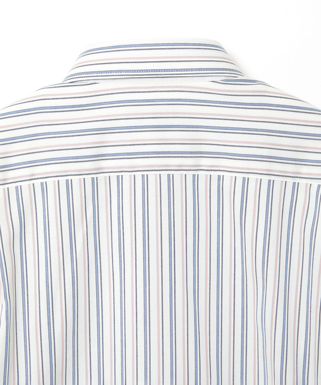 ノンアイロン バスケット織り ストライプ シャツ【シワになりにくい】