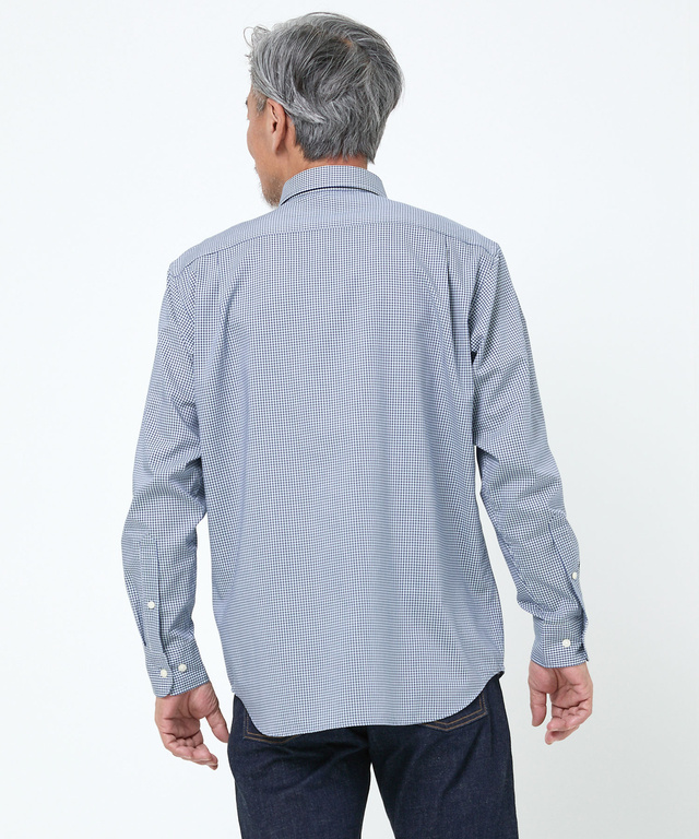 ノンアイロン ギンガムチェック ボタンダウンシャツ【シワになりにくい】