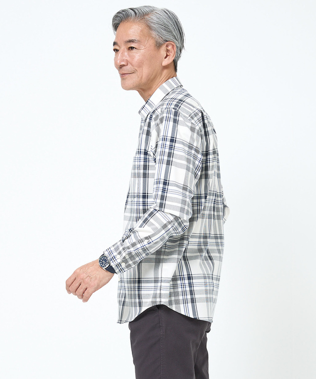 ノンアイロン マドラスチェック シャツ 【シワになりにくい】